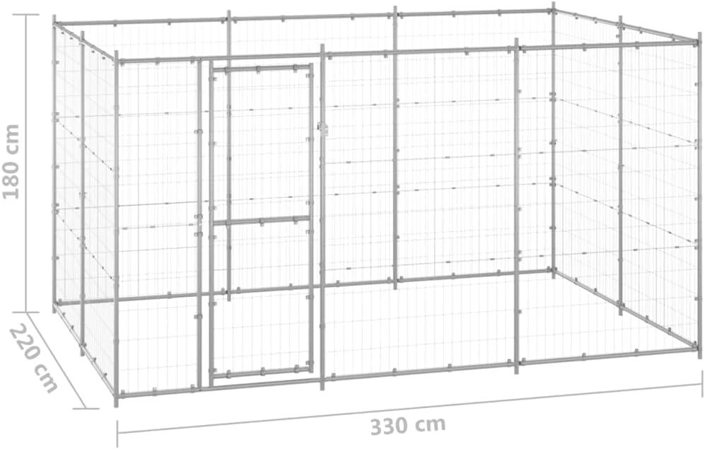 Galvanized Steel Outdoor Dog Kennel 78.1 ft2 Y733