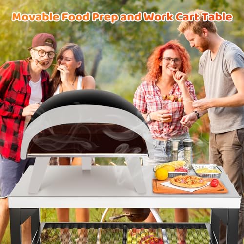 Stainless Steel Double-Shelf Outdoor Grill Table Cart B1733