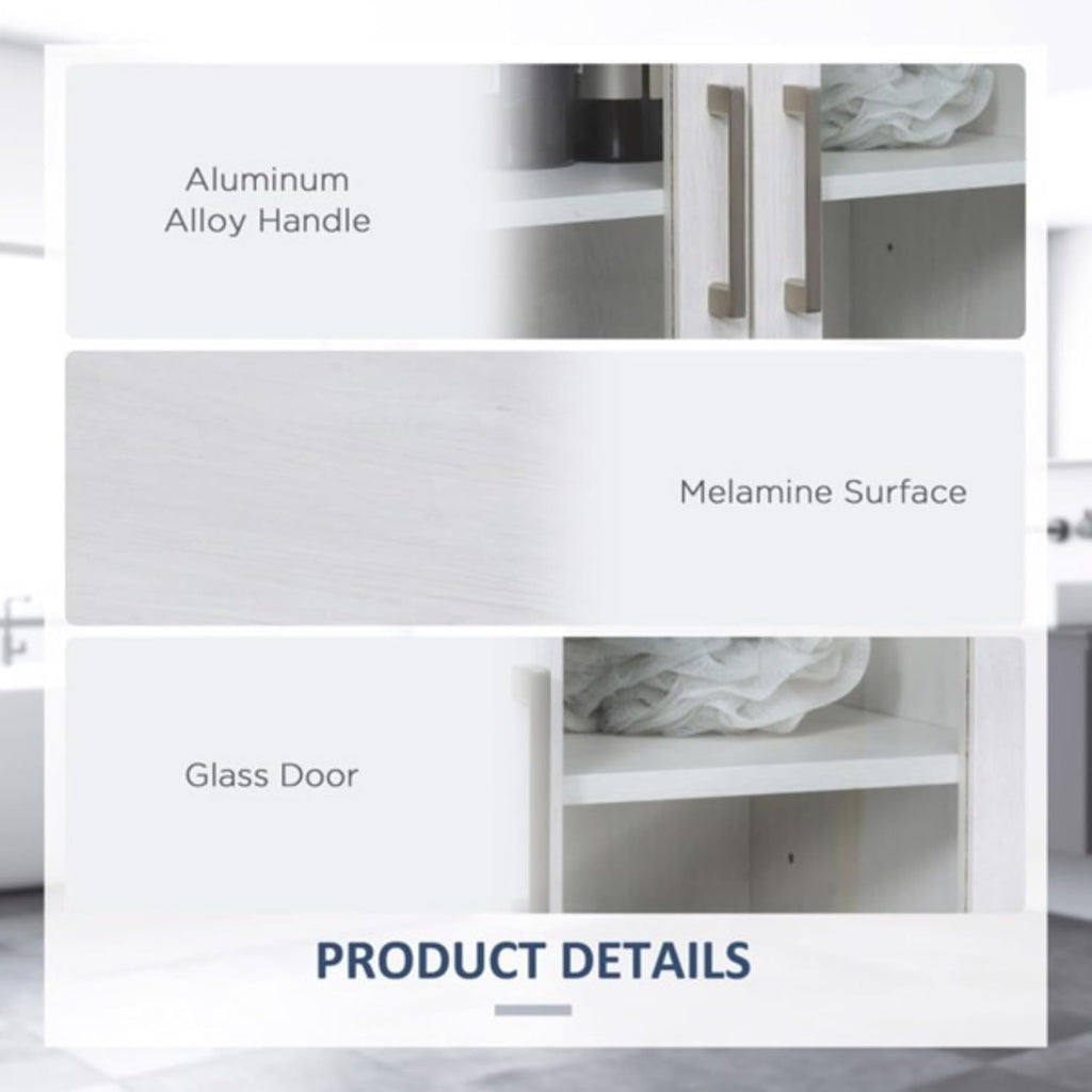 White Floor Bathroom Cabinet with Doors T22029