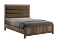 Queen Size Upholstered Panel Bed Light Brown Wood Finish Z281