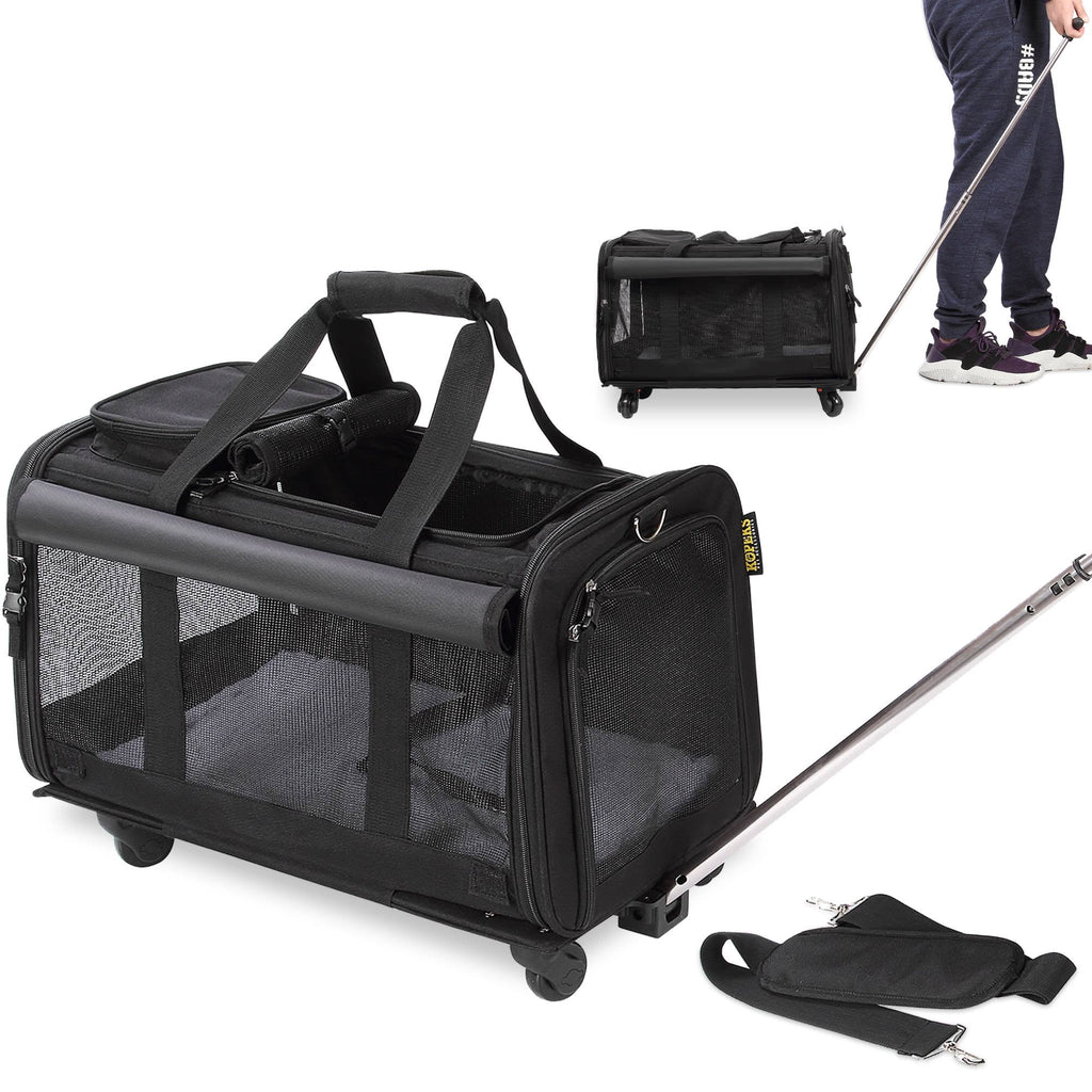 Black Pet Carrier with Detachable Wheels R5606