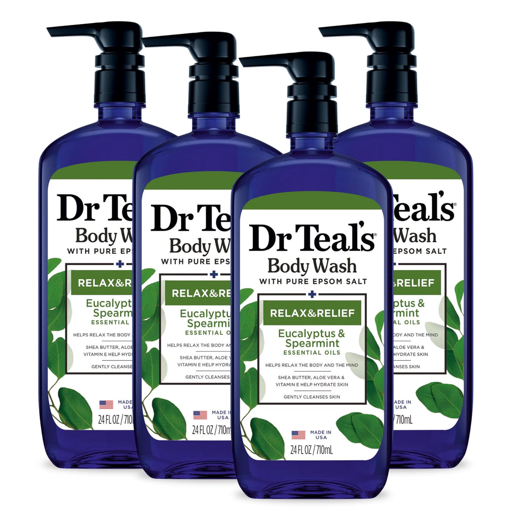 Body Wash with Pure Epsom Salt, Eucalyptus & Spearmint, 24 Fl Oz (Pack of 4) Q317103