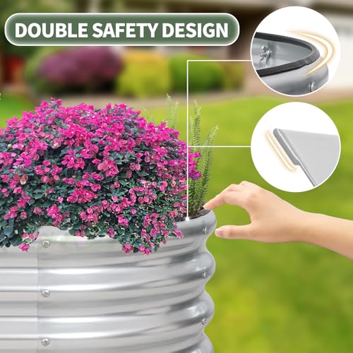 Silver 4x2x1ft Metal Raised Garden Bed 2pack E23916
