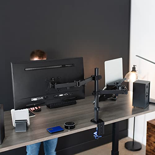 Full Motion Monitor and Laptop Desk Mount Articulating Double Arm VESA Stand J416