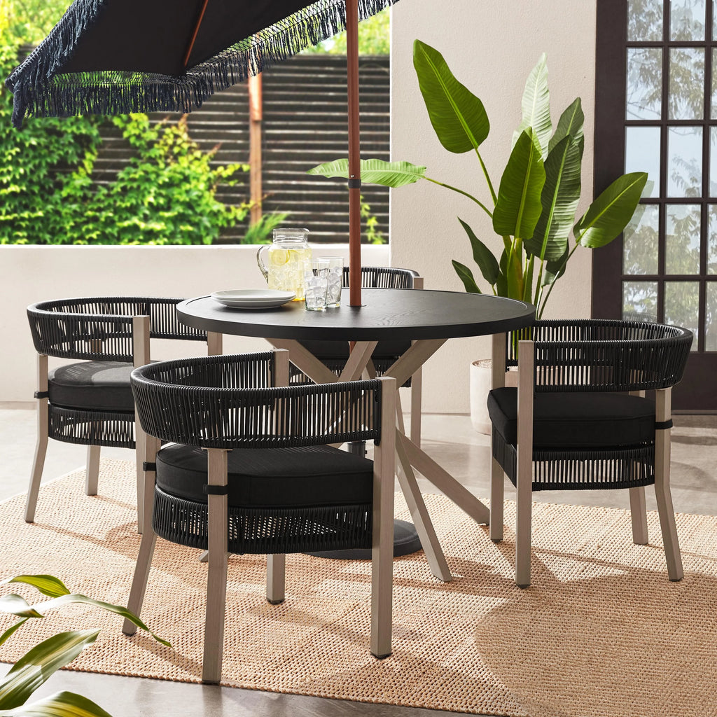 Black 5-Piece Wicker Outdoor Dining Set A801