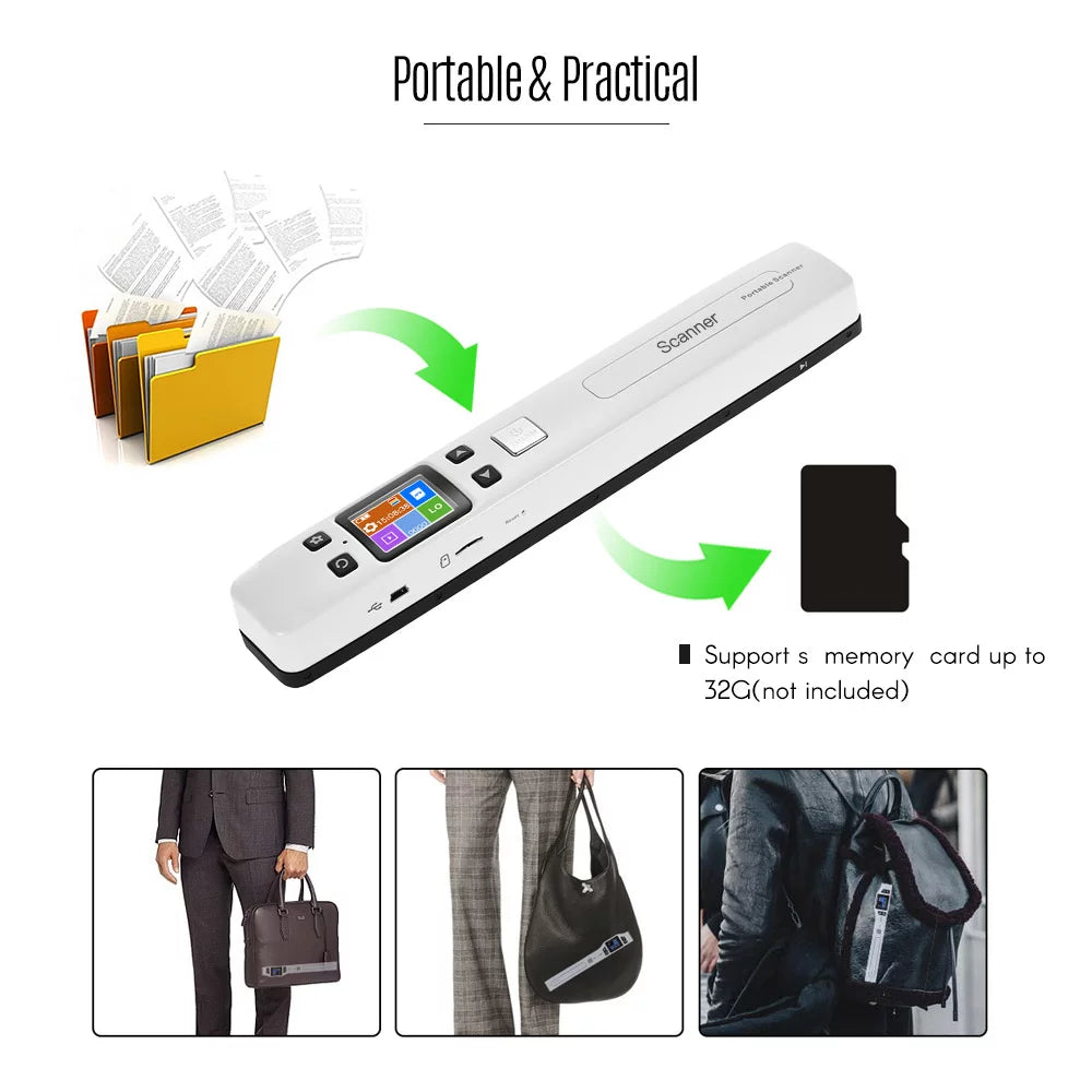 Portable Wand Document Scanner A4 Size LCD Display A959116