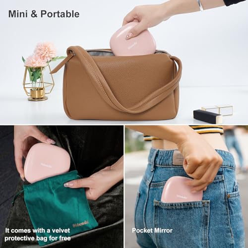 Compact LED Magnifying Travel Makeup Mirror 4 inches 1X/10X Magnification Double Sided USB Rechargeable White Q746