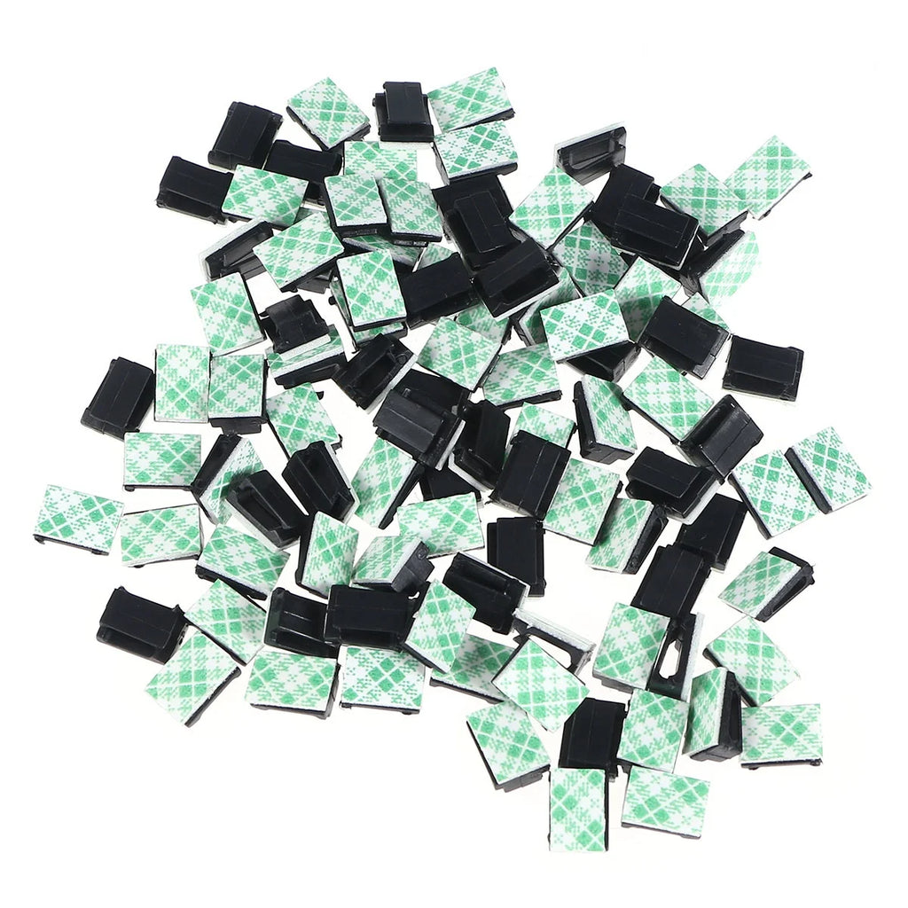 100pcs Black Adhesive Cable Clips Wire Cord Holders X3611