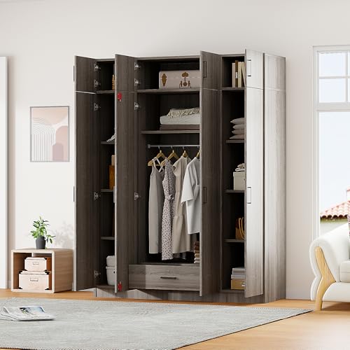White 3-Door Wardrobe with 2 Drawers and Top Cabinet Y996