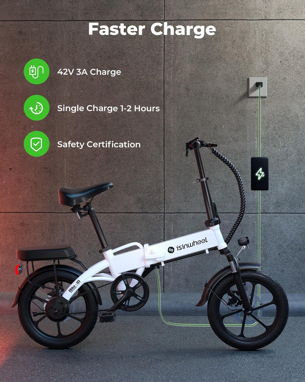 16" Foldable Electric Bike, 500W, 19 MPH, 45 Miles L9144