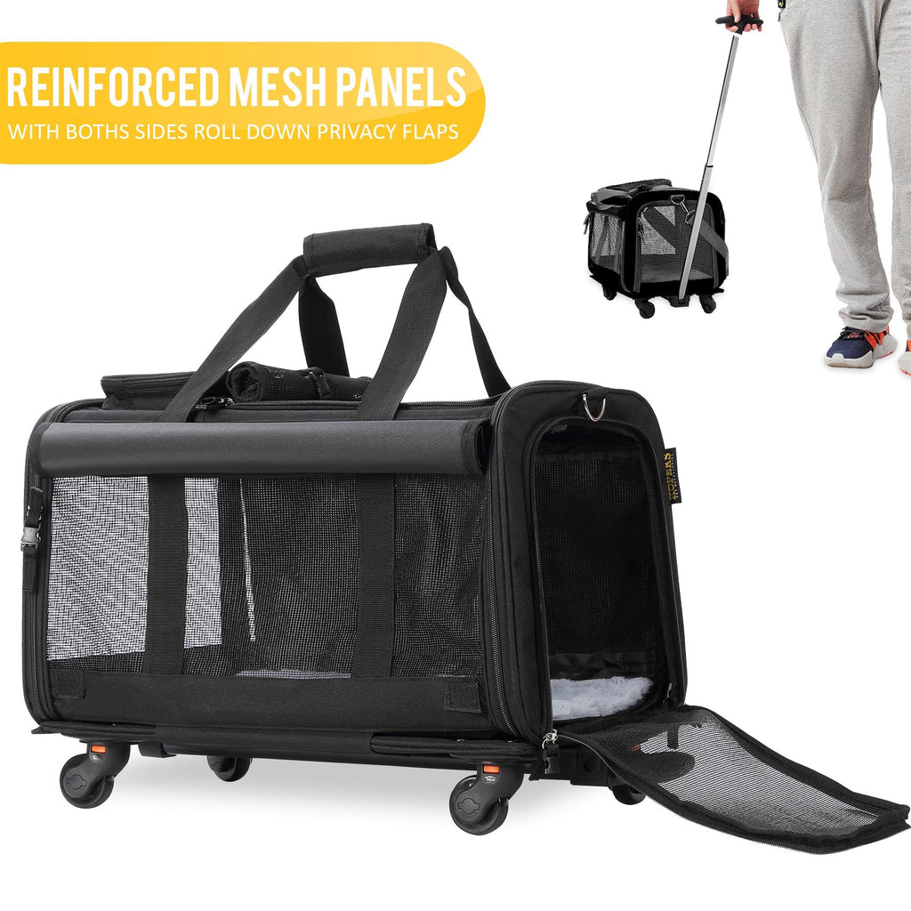 Black Pet Carrier with Detachable Wheels R5606