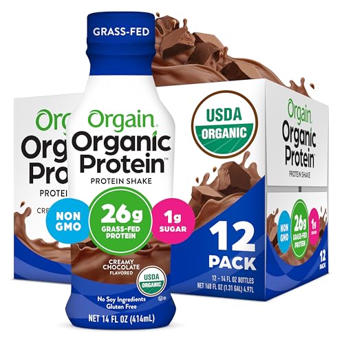 Organic Grass Fed Dairy Creamy Chocolate Whey Protein Shake, 14 Fl Oz (Pack of 12) J778080