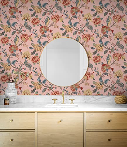Victorian Jade Floral Prepasted Wallpaper Q905
