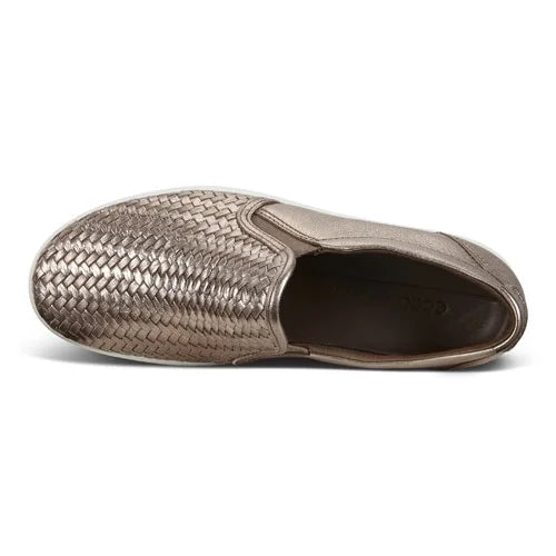 Women's Stone Metallic Leather Soft 7 Woven Slip-On Sneakers S88133