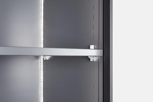 5 Shelves Metal Glass Display Cabinet with Light Strips Y85687
