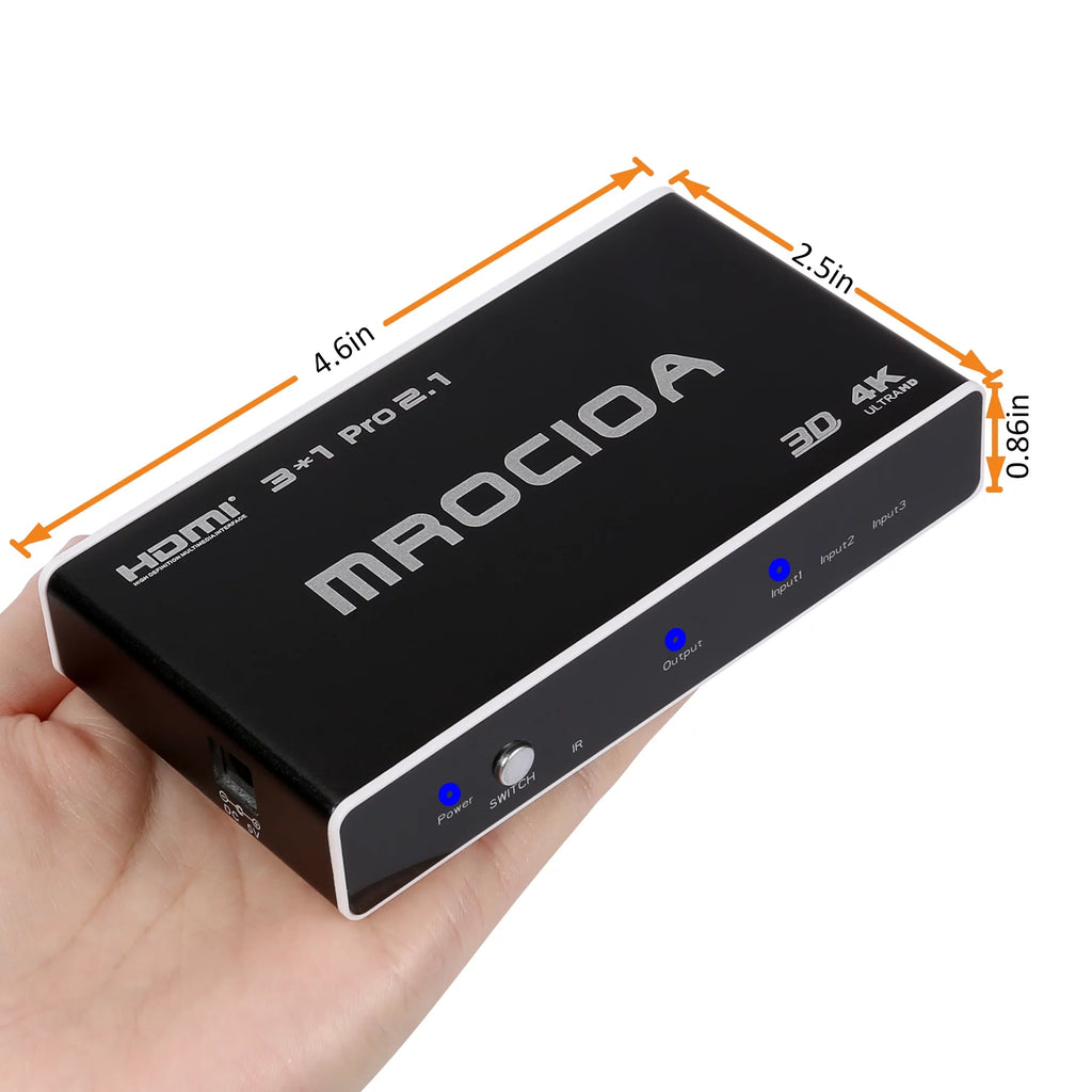 HDMI 2.1 Switch 8k 3in 1 out HDMI Splitter with IR Remote D498585