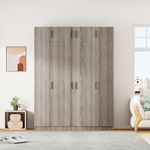 White 3-Door Wardrobe with 2 Drawers and Top Cabinet Y996