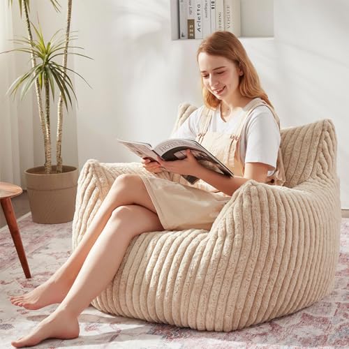 Plush Fluffy Bean Bag Chair with Armrests S4902