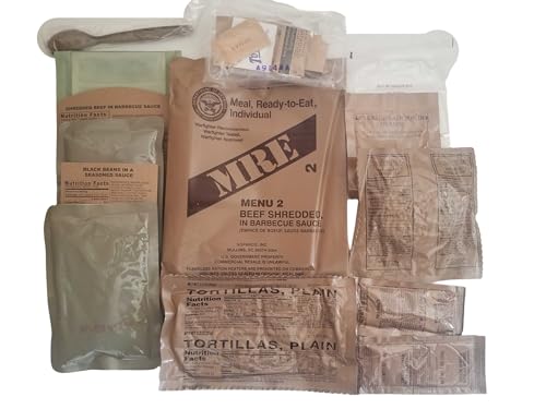 MRE Meal Ready to Eat with Entree, Snacks, Dessert, Drink Mix, Utensils, Condiments and FRH Q50821
