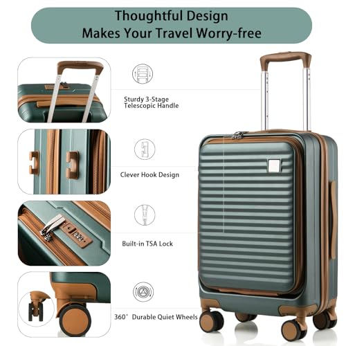 Black 20-Inch Hardside Carry On Luggage with Spinner Wheels TSA Lock S53933