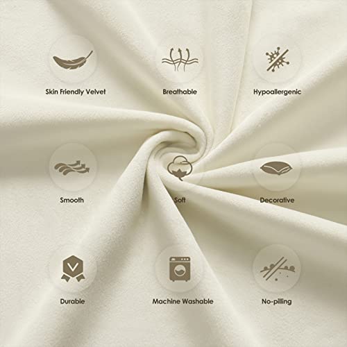 White Velvet Throw Pillow Covers Pack of 2, 22x22 A381