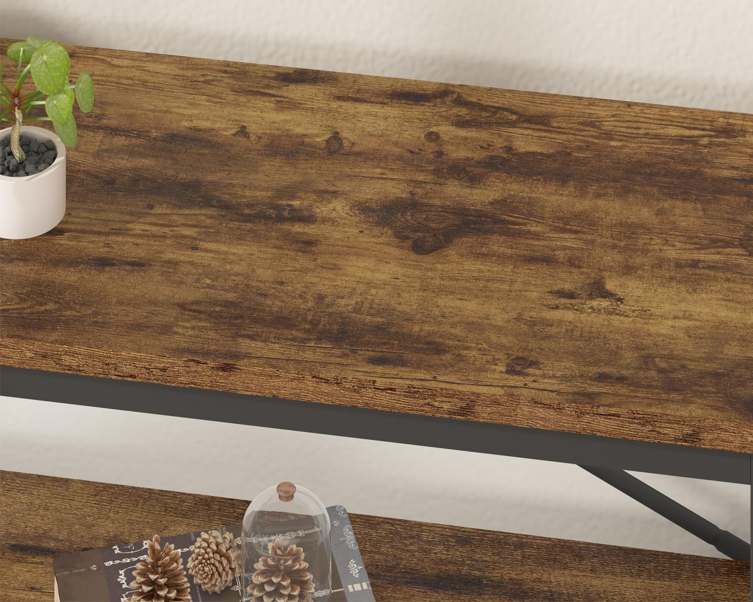 Rustic Brown 55 inch Wood Metal 3 Drawer Console Table K962