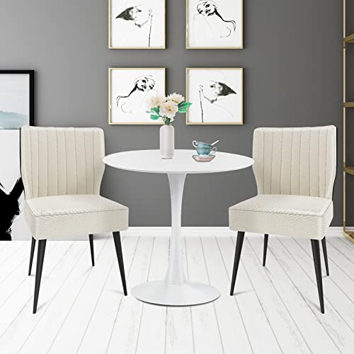Black Round Dining Table with Metal Pedestal Base S859315