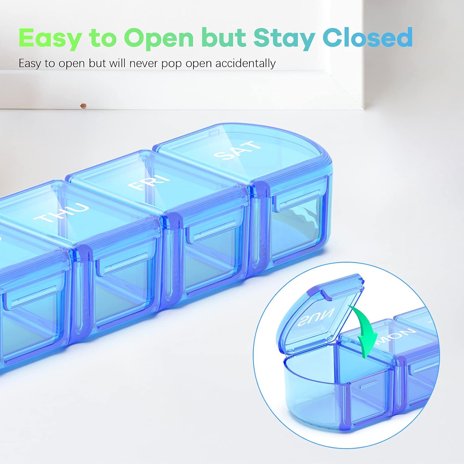 Blue+Green Extra Large Pill Organizer 2 Pack 7 Day Weekly Pill Case A40572
