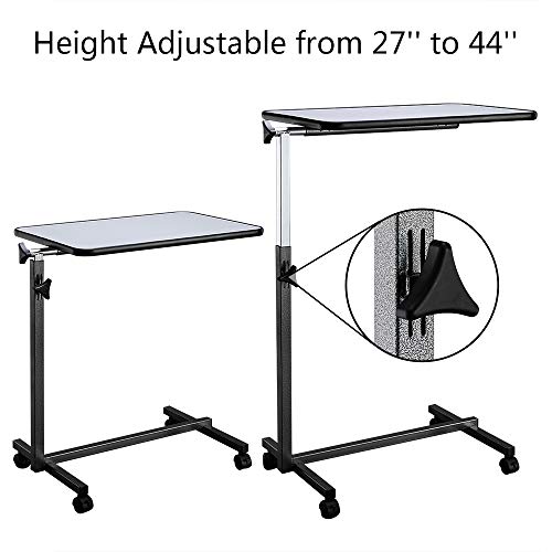 Dark Wood Grain Color Tilting Overbed Table with Wheels P781080