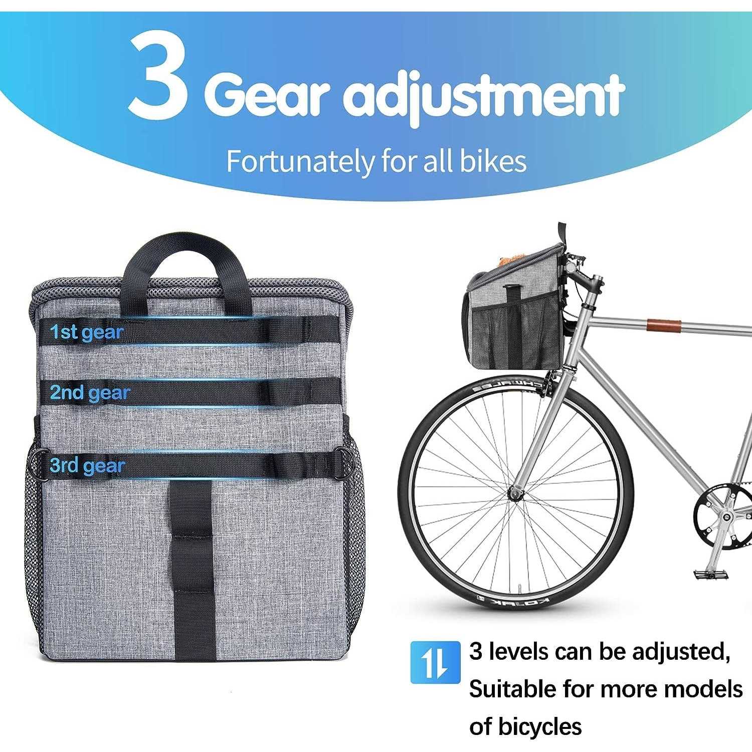 Dog Bike Basket Carrier Pet Bicycle Front Carrier Foldable Removable T379