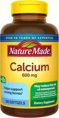 Calcium 600 mg with Vitamin D3 Dietary Supplement 100 Softgels U676472