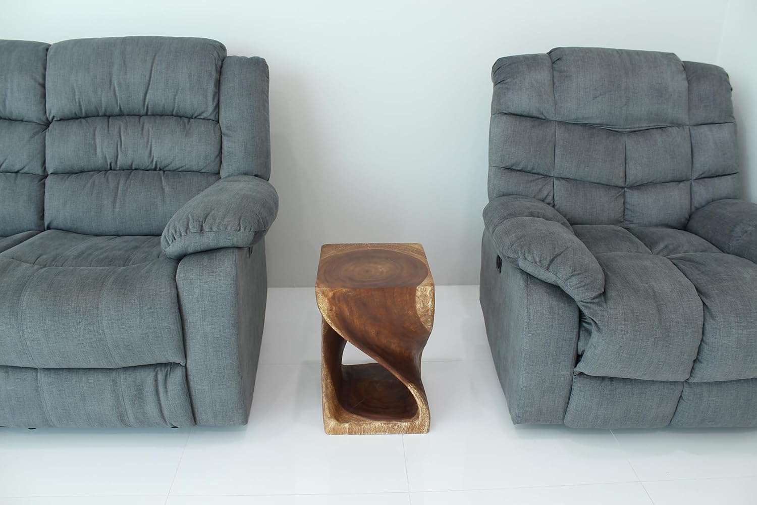 Wood Twist End Table 12 X 12 X 18 in High Walnut Oil I60823