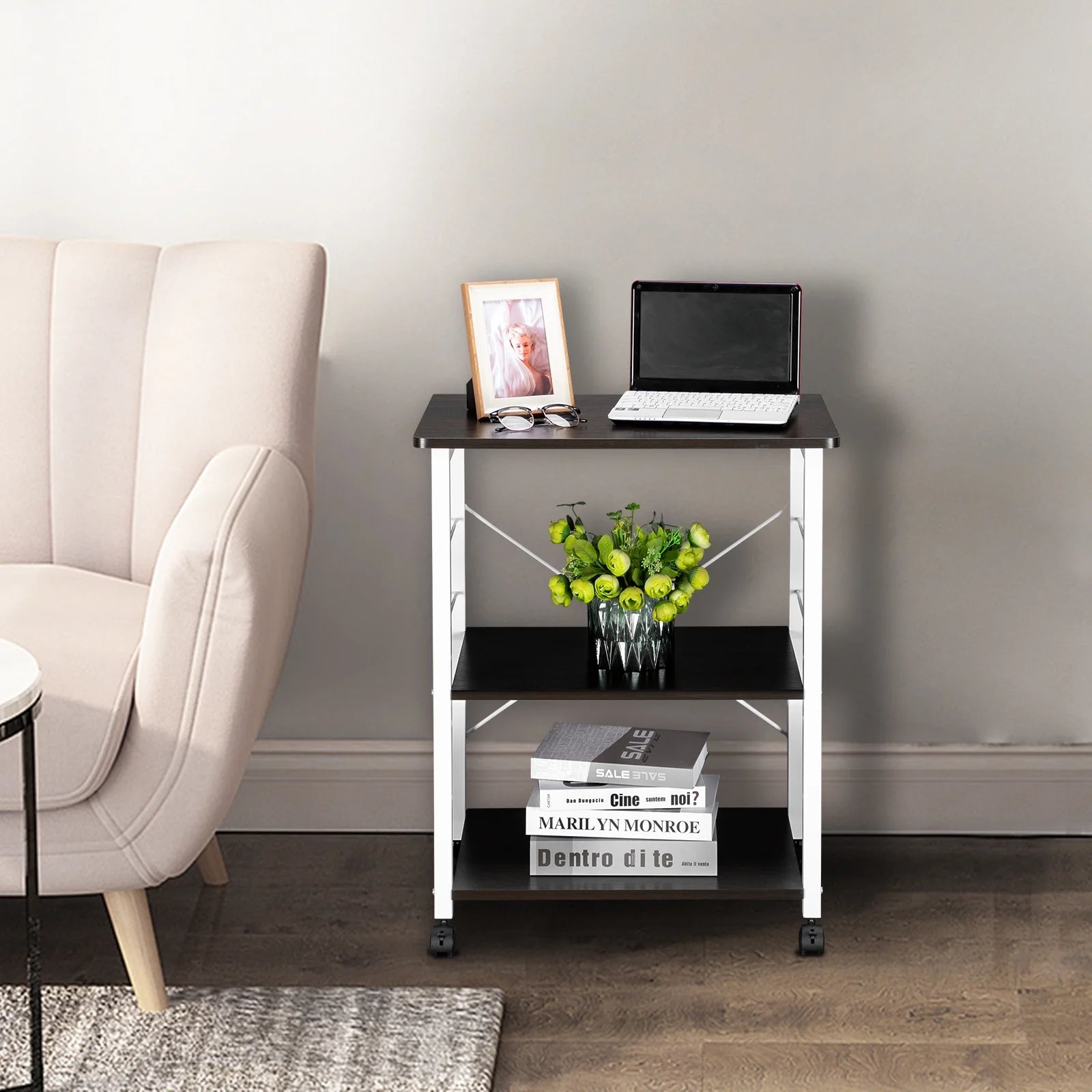 3-Tier Rolling Kitchen Cart with Microwave Stand Q384203