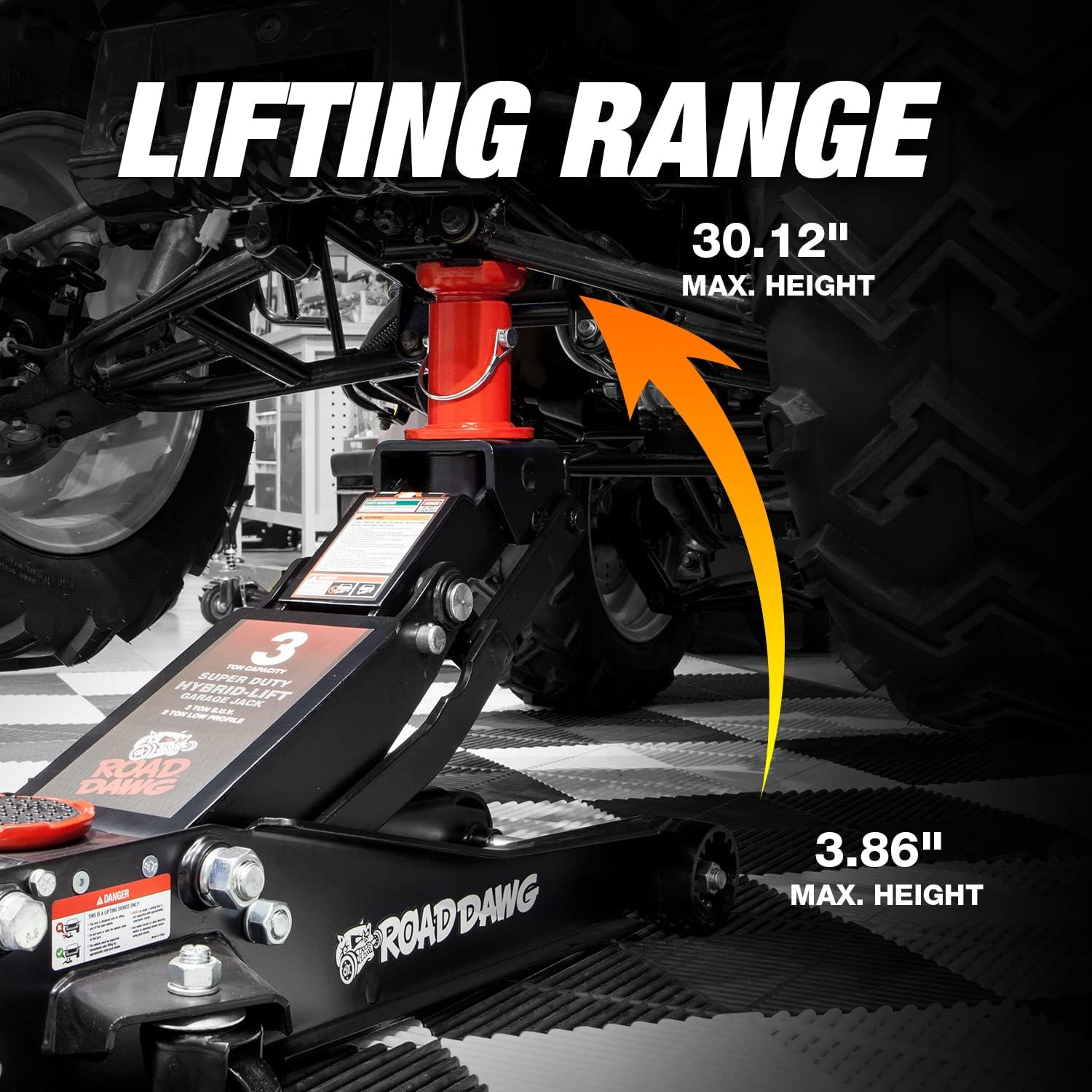 Black 3 Ton Hydraulic Floor Jack with Quick Lift Pump O9618