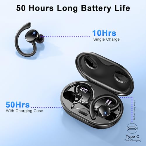 Wireless Earbuds Bluetooth 5.4 Over Ear with Noise Cancelling Mic IP7 Waterproof T7337