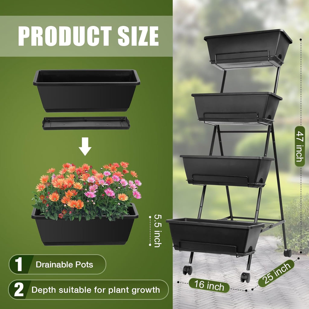4 Tier Raised Garden Bed with Wheels G194806
