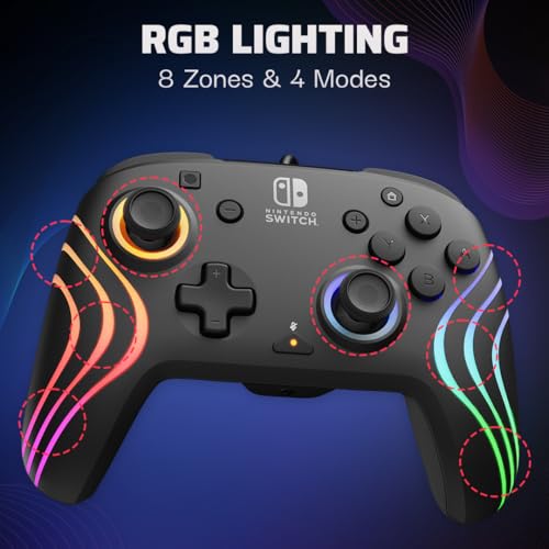 Black Wireless RGB Gaming Controller for Nintendo Switch A416015