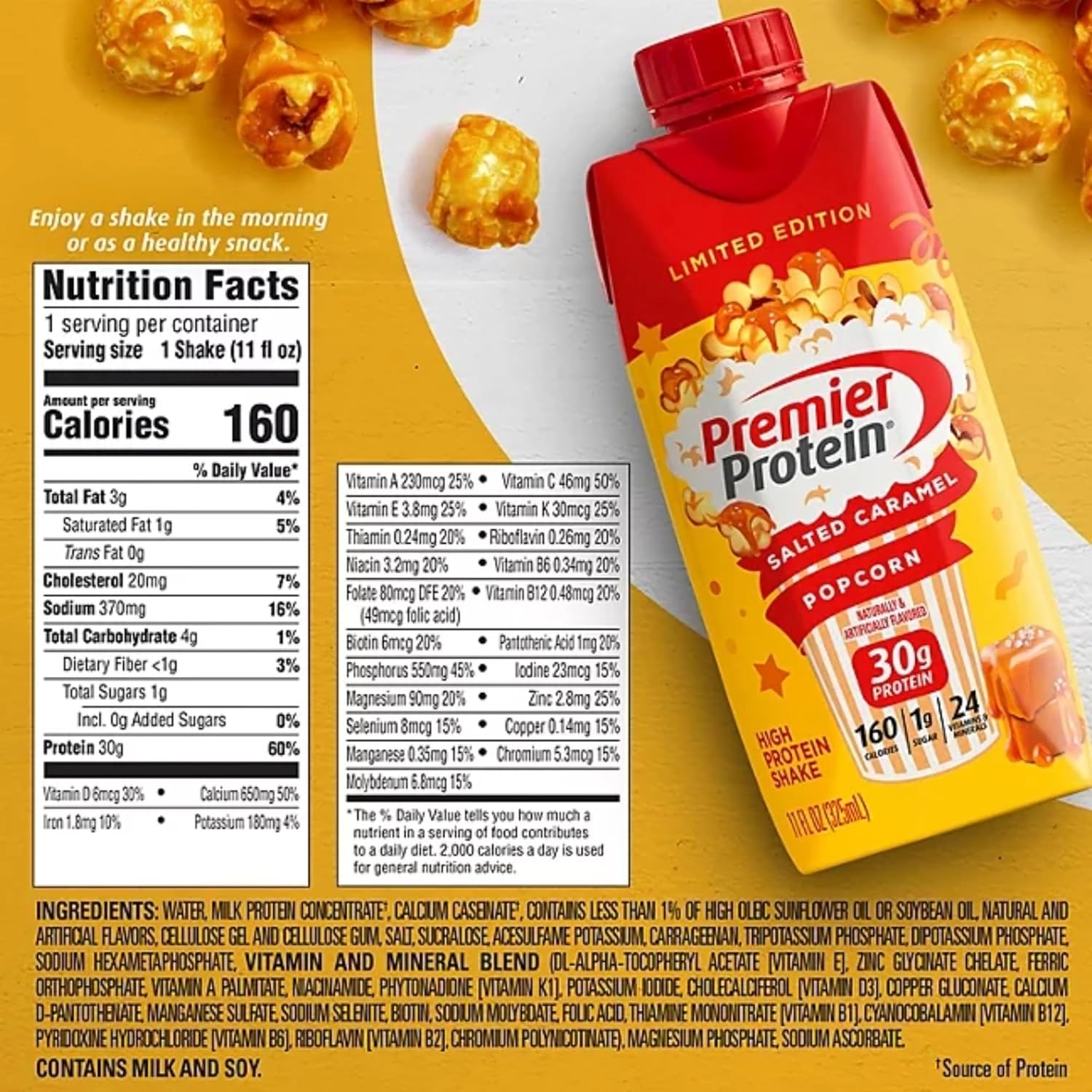 Salted Caramel Popcorn Protein Shake, 11 fl. oz., 7 pk N7686