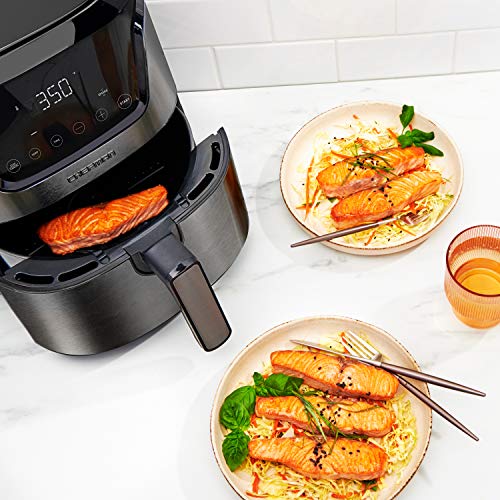 6 Quart Dual Basket Air Fryer Oven with Easy View Windows, Nonstick Frying Baskets - Black A1468