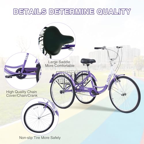 24/26 inch 3 Wheel Adult Tricycle with Large Basket G11410
