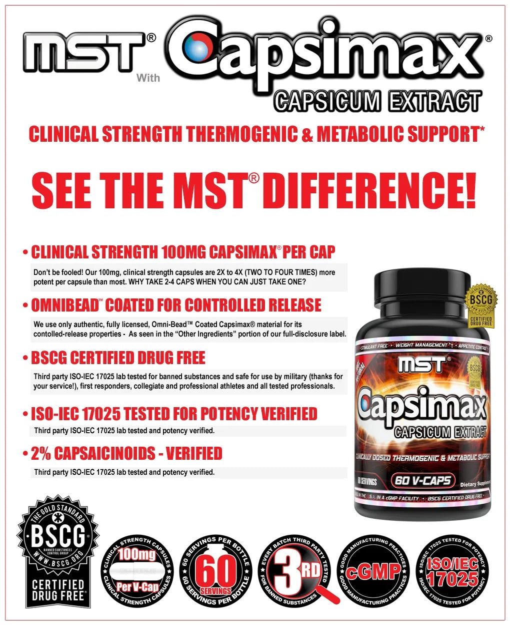 60 Servings 100mg V Capsules Weight Management Supplement S9437