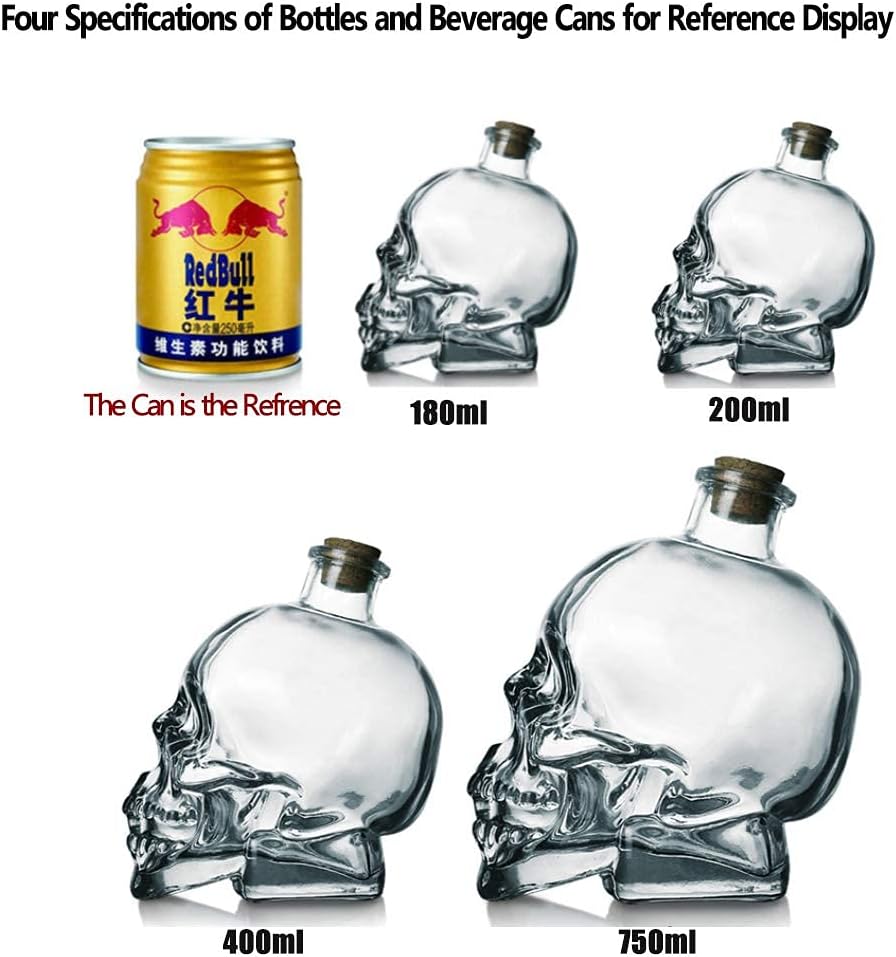 Lead-free Glass Skull Whiskey Bottle With Cork Stopper (400ML) R9808