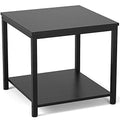 Rustic Brown 2-Tier Metal Wood Side Table H61131