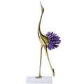 Gold Crane Bird Statues with Crystal Tail Accents N23656