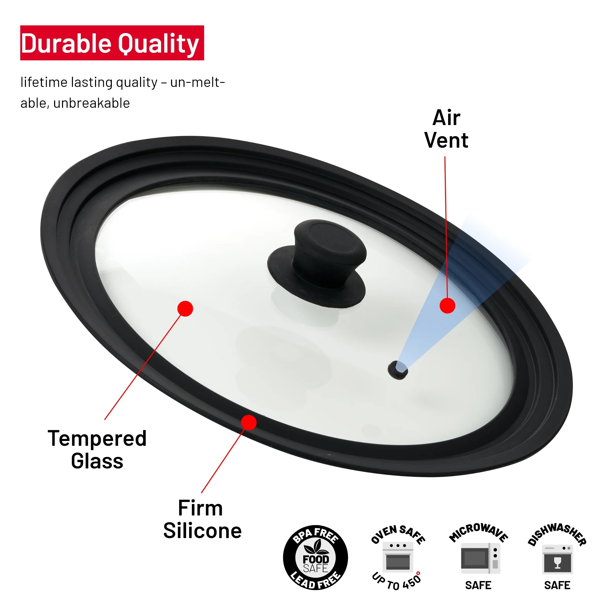 Vented Tempered Glass Cookware Lid P7850