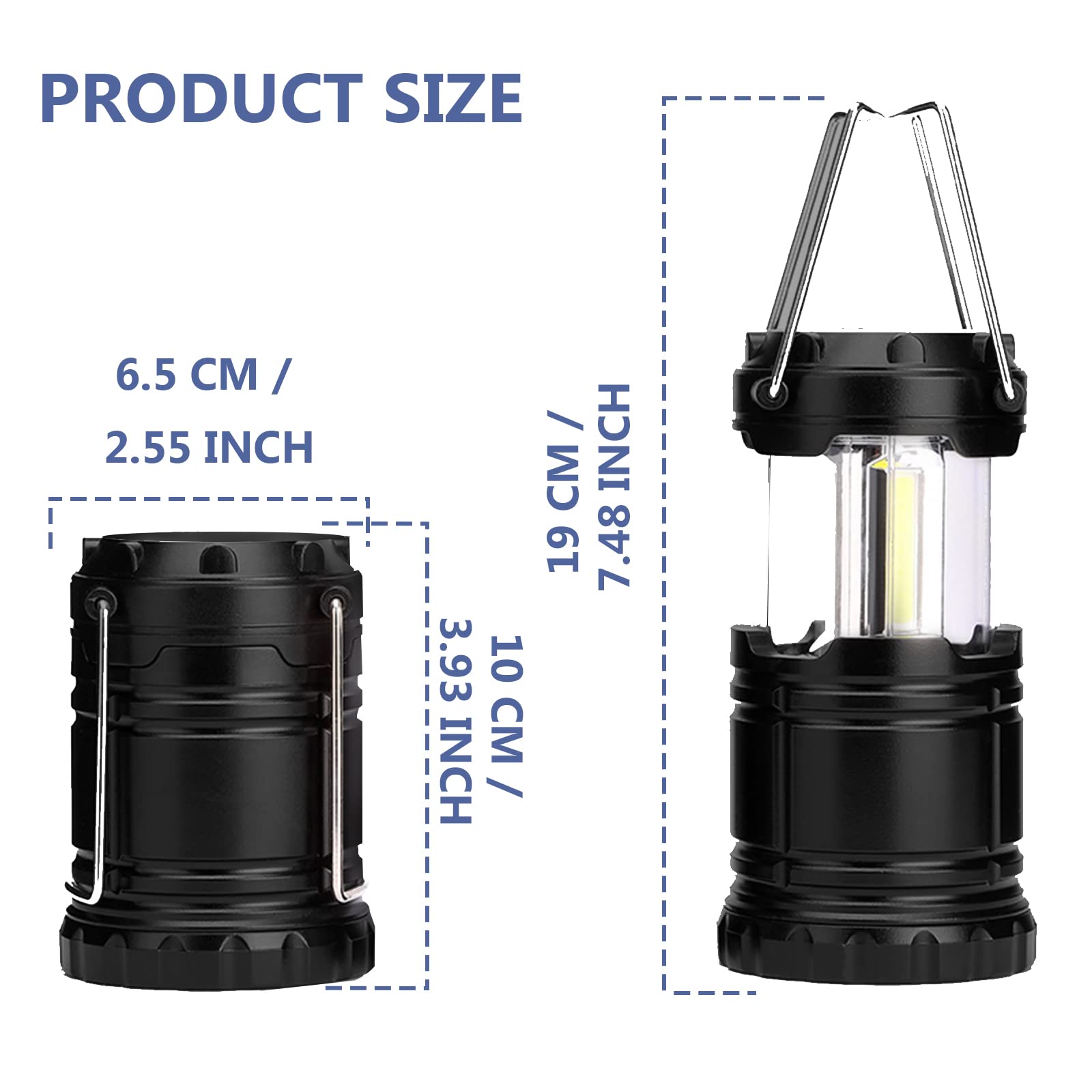 4 Pack Camping Lantern with 30 LED Bulbs and COB Flashlight U126674