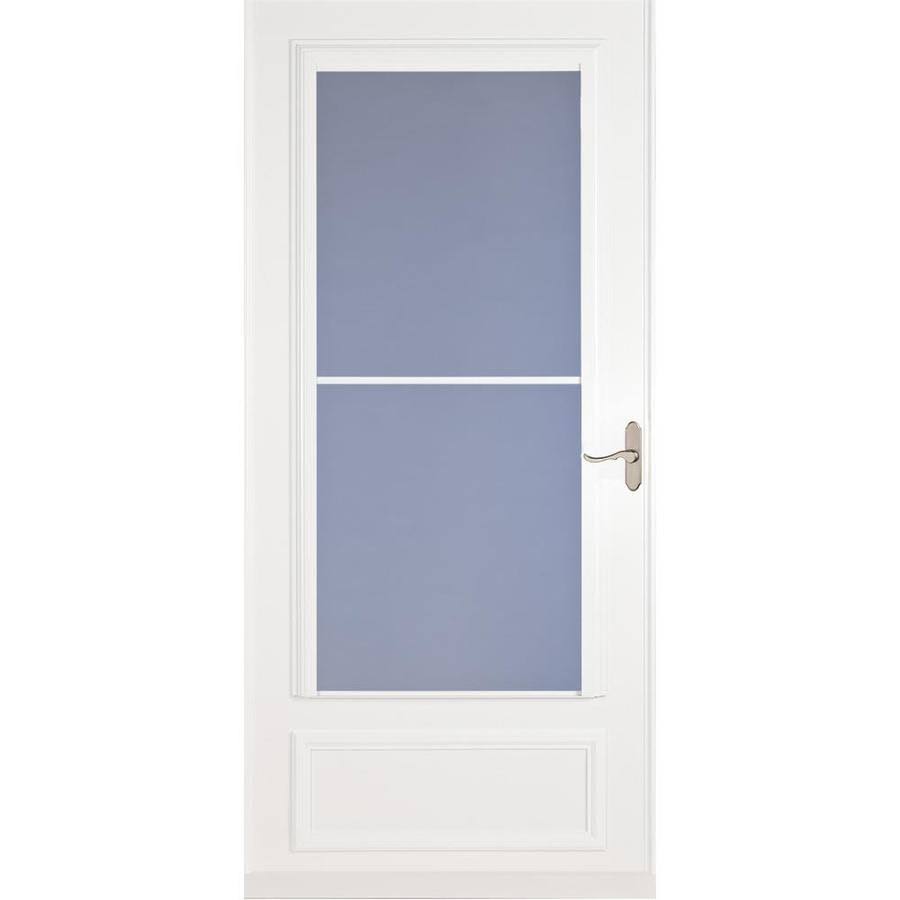 White Mid-View Reversible Wood Core Storm Door M79560