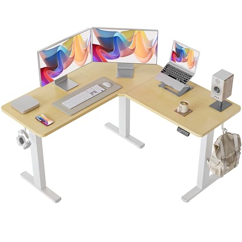 White L Shaped Electric Height Adjustable Desk W940