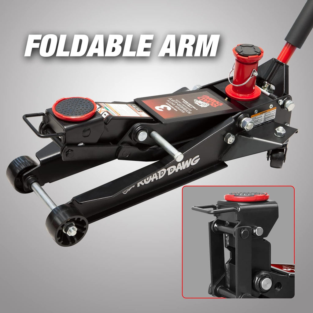 Black 3 Ton Hydraulic Floor Jack with Quick Lift Pump O9618
