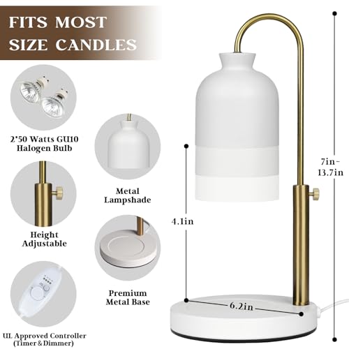 Blue Candle Warmer Lamp with Timer, Dimmable, 2 Bulbs D860